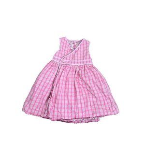 Reversible Pink Plaid & Floral Sleeveless Toddler Dress Size 4T Cotton Blend Gir